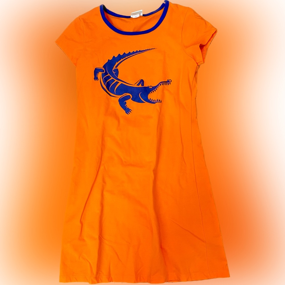 Orange and blue Gator dress